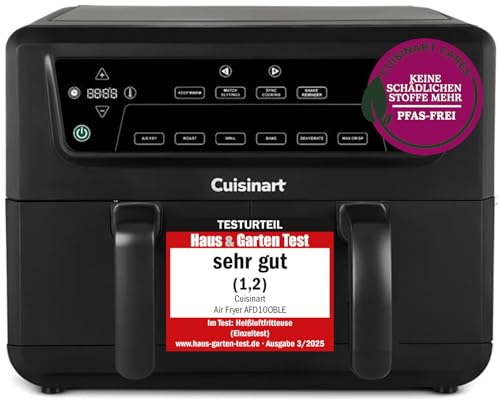 Cuisinart XXL 10.4L Zweizonen-Heißluftfritteuse| PFAS Frei | Chemiekalien frei,| Braten, Grillen, Backen, Dehydrieren un...