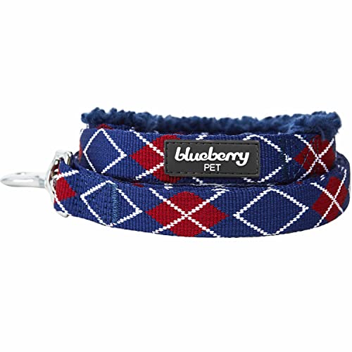 Blueberry Pet Scottish Argyle Fleece Padded Dog Leash with Soft & Comfortable Handle, 5 ft x 3/4