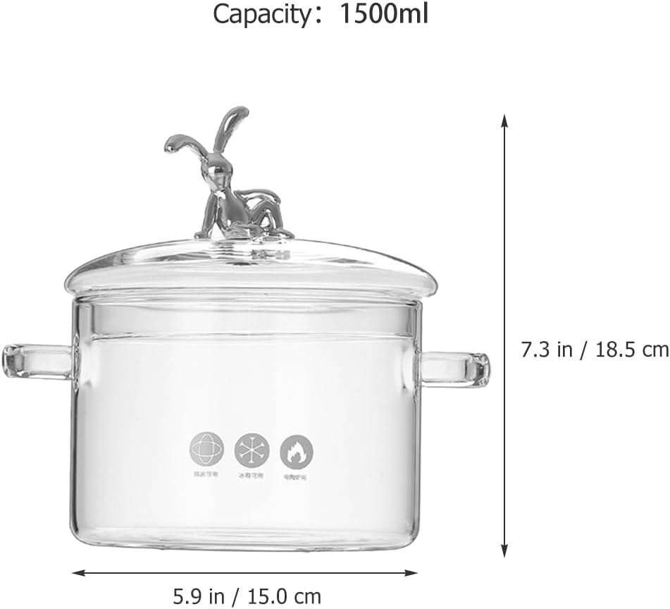 HANABASS Braised Kitchen Cookware Clear Glass Pot With Lid Glass Saucepan Glass Stovetop Pot Pot For Cooking On Stove High Borosilicate Glass Material, 15X18.5CM, As Shown3