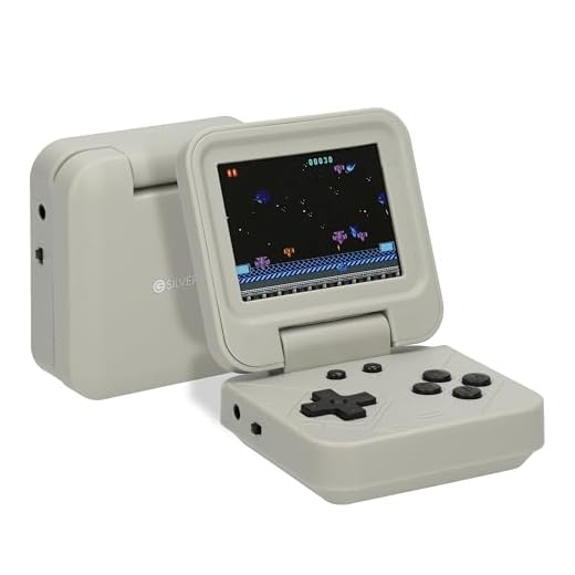 Silvergear® Console de Jeux Portable Pliable Grise | 240 Jeux Rétro Classiques | Design Retro Game Console | Écran Couleur 2,8 Pouces | Compacte et Facile à Emporter
