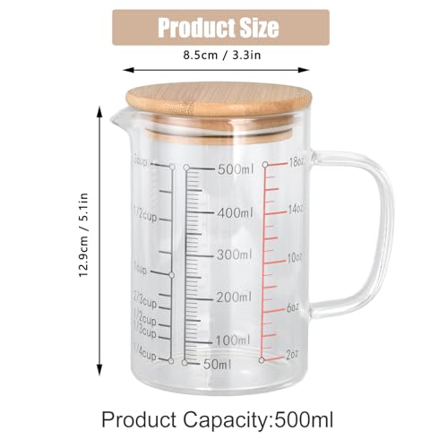 Image of 500ml /16.9oz Microwave Safe Glass Measuring Cup | Heat Resistant Borosilicate, V-Shaped Spout, Clear Scale, Multipurpose for Kitchen, Coffee & Yogurt(500ml /16.9oz)