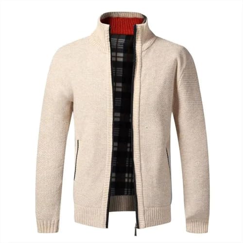 Men Autumn/Winter Knit Fleece-Lined Thickened Cardigan for Middle-Aged Elderly Medium-Length Sweater2