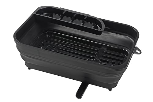 BLKP. パール金属 水切り かご ラック トレー付 折りたたみ できる 可動式排水ノズル付 コンパクト 収納 日本製 ブラック