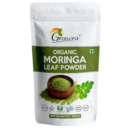 Image of Grenera Organic Moringa Leaf Powder 500 gram, Organically Grown Powdered Moringa Leaves, Tested for Heavy Metals | Chemical Free | Lab - Tested | Natural Plant-Based Superfood | Rich in Nutrients