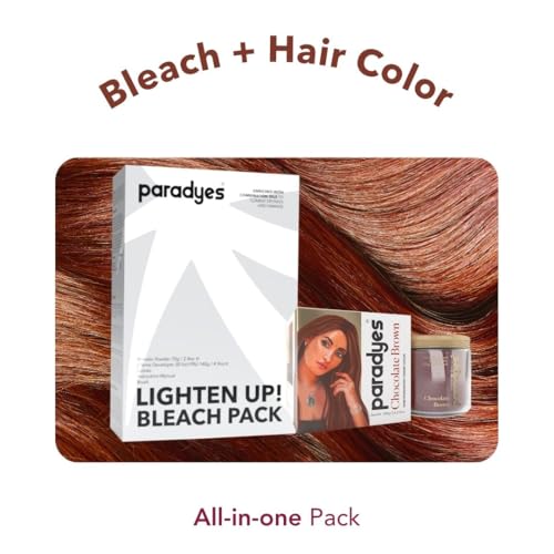 Image of Paradyes Semi-permanent Chocolate Brown DIY Conditioner Based Hair Colour 120 gm and Lighten Up! Bleach Pack 30 Vol. for all Hair Types