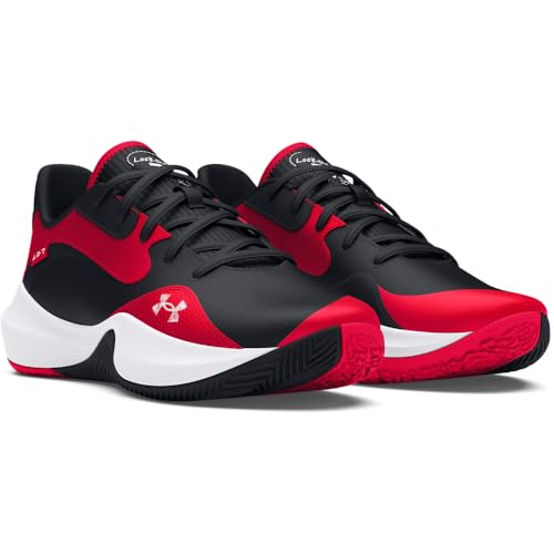 Under Armour Unisex Lockdown 7 Low Basketball Shoes - Red/Black/White angle 2