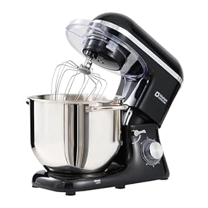 Kitchen in the box Impastatrice Planetaria, 7,5 Litri Impastatrice Professionale 1400W, 6 Velocità con Uncino Impastatore, Mescolatore e Frusta Sbattitrice (Nero)