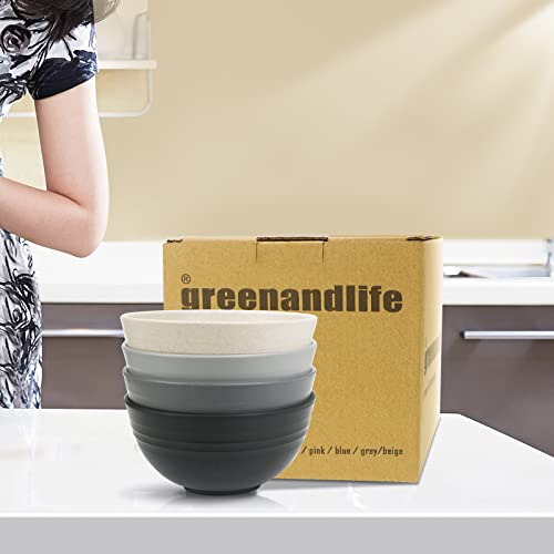 Greenandlife 24Oz/4Pcs Lightweight & Unbreakable Wheat Straw Cereal Bowls - Noodle Fruit Soup Bowl Rice Bowls Dishwasher Microwave Safe, Non-Toxin, Bpa Free And Healthy #TOP5