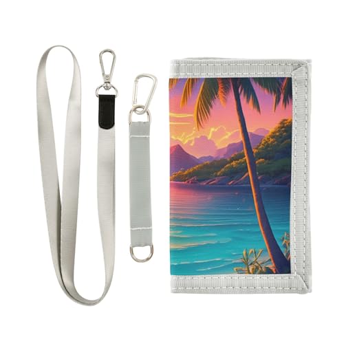 Coconut Sea Sunset Orange Kids Wallet for Boys Girls Trifold Sport Outdoor Wallets for Youth Teen Child Wallet with Zippered Coin Pockets Card Holders Novelty Wallets with Magic Sticker2