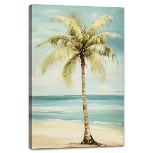 Tropical Beach Canvas Wall Art Palm Tree Pictures Wall Decor Ocean Landscape Painting Prints for...