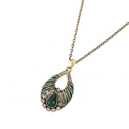 Serie De Bronce Antiguo Retro Personalidad Abuela Verde Damas Pendientes/Collar