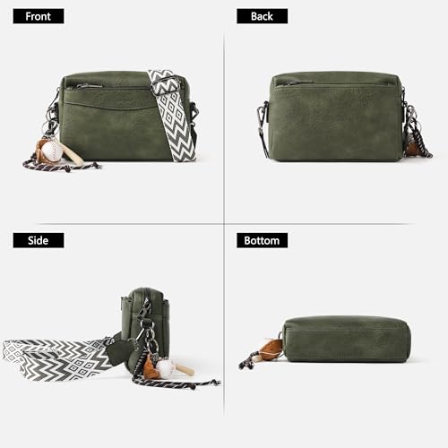 TANTOMI Crossbody Bags for Women, Vegan Leather Crossbody Purses for Women, Triple Zip Cell Phone Shoulder Bag Handbags with Adjustable Wide Strap — view 5