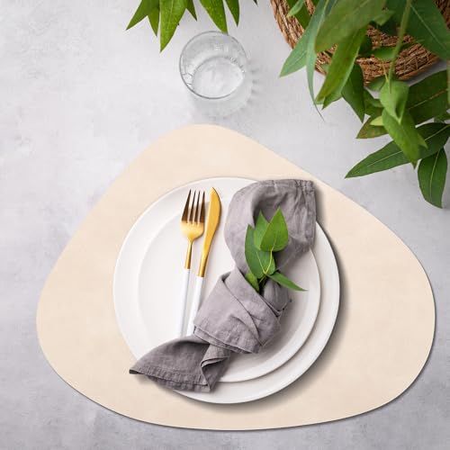 ADRIMER Placemats, Heat Resistant Round Placemats Set of 6 Washable 13 x 17 Inch, Waterproof Table Mats Wipeable for Kitchen, Dining Room Table Christmas Decor, Beige by ADRIMER - Used condition - Image 5