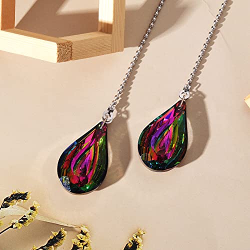 Image of 2pcs Crystal Prisms Light Fixtures Ceiling with Pull Chain Pendant Connectors Pack of 2