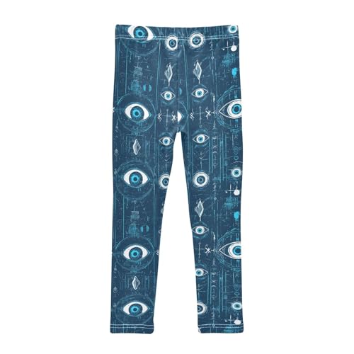 Evil Eye Circle White Obsidian Kids Baby Girls Active Leggings Casual Full Length Leg Yoga Pants Running2