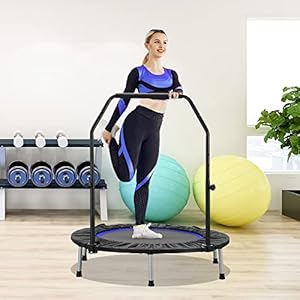 HYD-Parts 40″ Foldable Mini Trampoline for Adults and Kids Portable Exercise Rebounder with Adjustable Foam Handle Fitness Trampoline Indoor/Outdoor