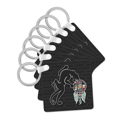 3dRose, Jaguar and Dream Catcher in Tribal Patterned Native American Theme, set of 6 Key Chains
