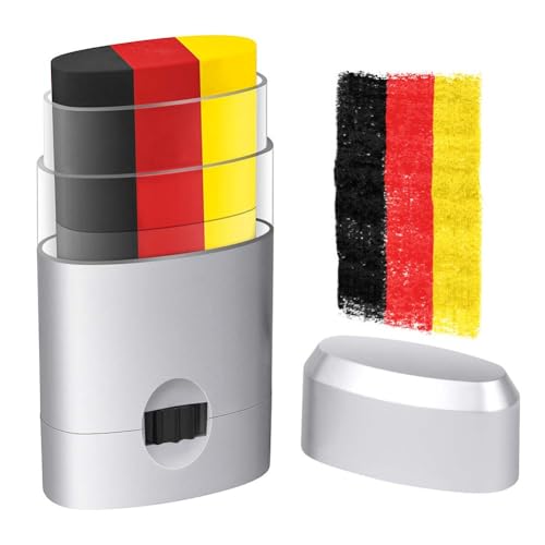 ALIIP Face Paint, Regenbogen Gesichtfarbe Regenbogen Schminkstift, Deutschland Schminkfarben Schwarz, Gelb, Rot Kinderschminken, für Fasching, Halloween, Karneval