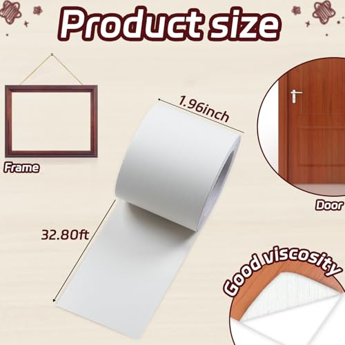 Image of White Self Adhesive Wood Repair Tape, 1 Roll Realistic Wood Grain Repair Tape for Furniture, Floors, Door, Cabinets, Windows, Home Decoration 2 inch X 32 ft