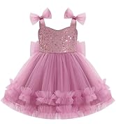 IDOPIP Toddler Baby Girls Sequin Bowknot Tutu Dress Pageant Ruffle Tulle Princess Flower Girl Wed...