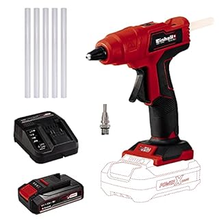 Einhell Pistola Incollatrice a Batteria TE-Cg 18 Li-Solo Power X-Change, Li-Ion, 18 V, Max. 170 °C, Pronta per l'Uso in 120 Secondi, Incl. 5 Stick Colla + 2,5 Ah Power X-Change Batteria