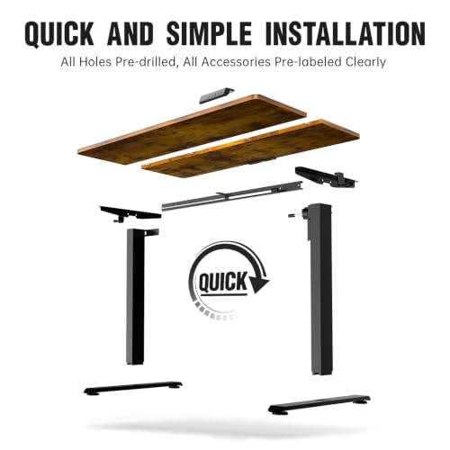 Image of Veken 47.2 Inch Large Electric Standing Desk, Gaming Table, Brown