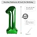 Number One Balloons 40 Inch, Dark Green Balloon for Birthday Party Decoration, Large Number Ballons for 1, 10, 11, 15, 17, 21, 100 Celebration, Boy and Girl Birthday, Baby Shower, Anniversary Decor