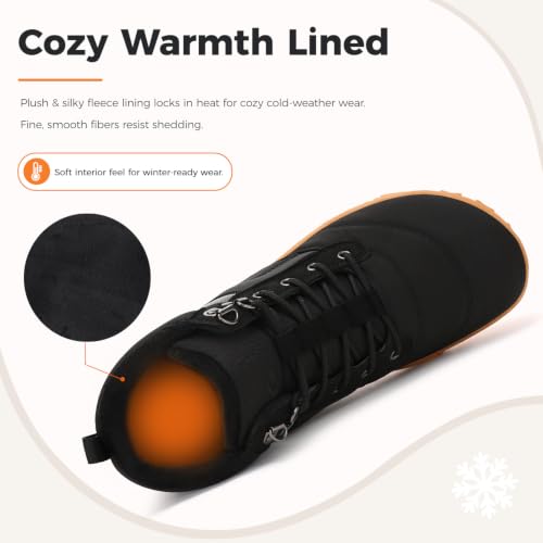 Image of Womens Mens Winter Barefoot Boots Warm Minimalist Wide Toe Box Snow Boots Zero Drop Sole Outdoor Water Resistant Ankle Booties