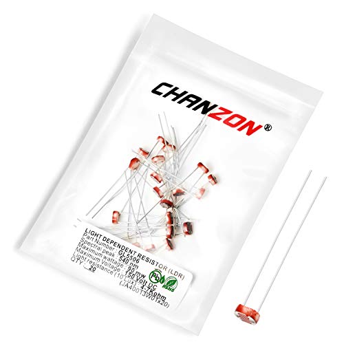 Chanzon 20pcs LDR Resistor 5506 GL5506 5mm 0.2 Mohm Photoresistor Light-Dependent Photoconductor 20pcs Photo Light Sensitive