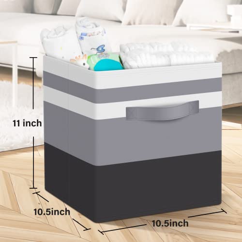 Storehappily Storage Bins, 11 Inch Foldable Fabric Boxes With Handles And Cardboard For Closet, Utility Room, Bedroom Living Room, Pack Of 3 #TOP2