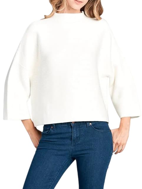 FUNSEED Cowl Neck Loose Knitted Sweater for Women Solid Knitwear Woman Pullovers Casual Sweaters Relaxed Fit Versatile Style