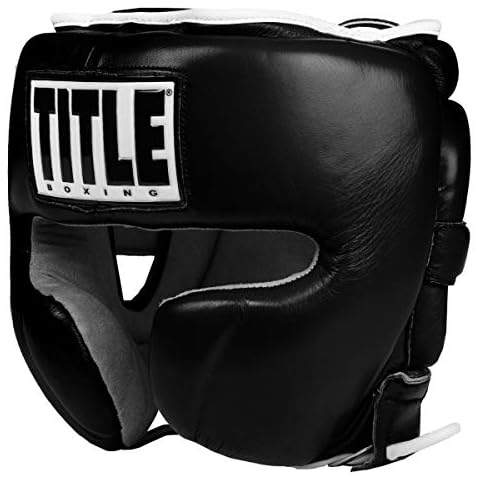 Title Boxing Leather Sparring Headgear, Black, Large Cover
