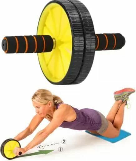 Dinetic Abdominal Double Wheel Ab Roller Gym for Exercise Fitness Equipment Workout Ab Exerciser (Multicolor)-picture-11