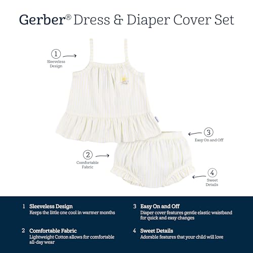 Gerber Baby Girls Sleeveless Tunic Top and Diaper Cover Set, Stripe, 6-9 Months - image 5