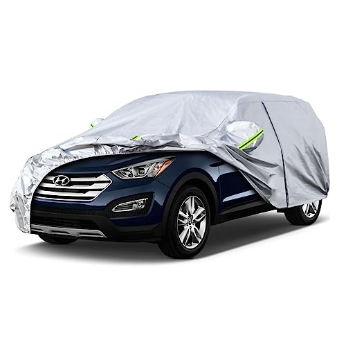 Image of Koukou SUV Car Cover Custom Fit Hyundai Santa Fe from 2006 to 2025, Waterproof Car Cover All Weather for Automobiles Outdoor Indoor with Zipper Door, Sun Rain Dust Snow Protection.