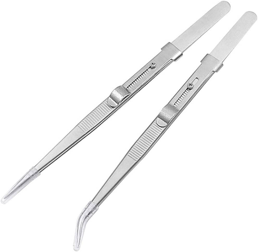 Stainless Steel Tweezers Adjustable Slide Lock Antistatic Jewelry Making Tool Repair Tools