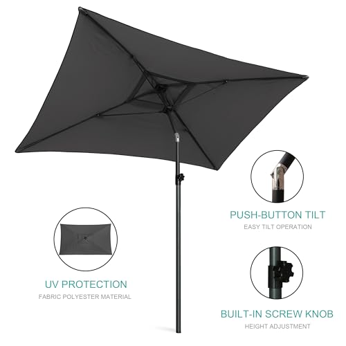 Ammsun AM76013 6.6 X 4.3Ft Rectangular Patio Umbrella Small Table Umbrella Outdoor Patio Steel Pole And Ribs thumb #2