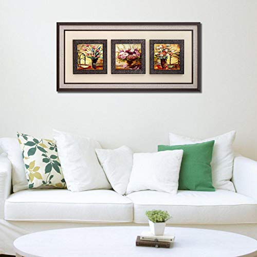 Image of Wens 'Floral Bunch' 3 Panel Wall Art Painting (PS Wood, 38 cm x 80 cm x 3.75 cm)