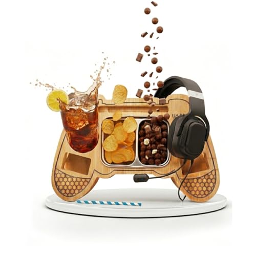 1BRANCH2 UNITY&HERITAGE Couchbar Snackbox aus Premium Bambus, SnackPad mit Edelstahl Snackschale, Die Couch Bar Snack bar für Gamer,Geschenk Mann,Geschenke Ideen für Junge Jungs