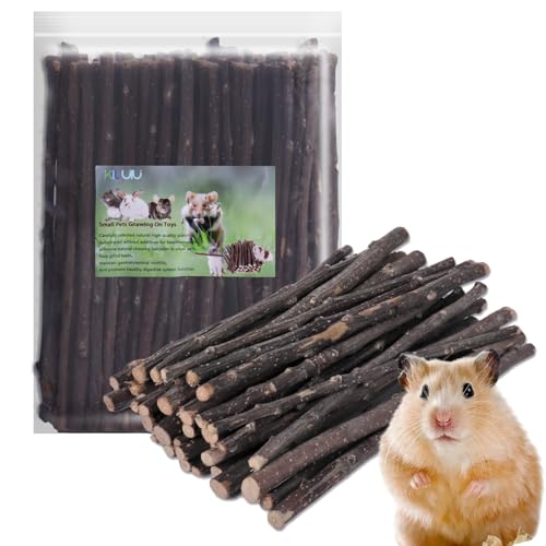 Kiluiu Natural Apple Wood Chew Sticks for Rabbits, Hamsters, Guinea Pigs & Chinchillas - Safe Untreated Small Pet Dental Chew Toys, Boredom Relief and Teeth Maintenance (120g)