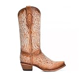 CORRAL LADIE'S Crackled STRAW-BLUE LIMINISCENT Embloydery、レザーソール、牛革、ウエスタンブーツ、C4144, 麦わら色, 9.5