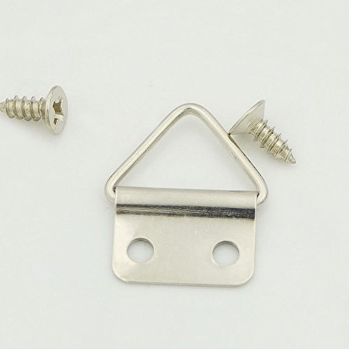 Image of 100 Sets - 15mm 5 /8 inch Triangle D-Ring Picture Photo Frame Hangers 2 Hole with Screws Small Strap (Nickel)