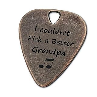 JUPPE Médiator de guitare avec étui en cuir Inscription I Couldn’t Pick A Better Grandpa Bronze cuivré - Les Beatles, Paul McCartney, John Lennon, RIngo Starr, George Harrison