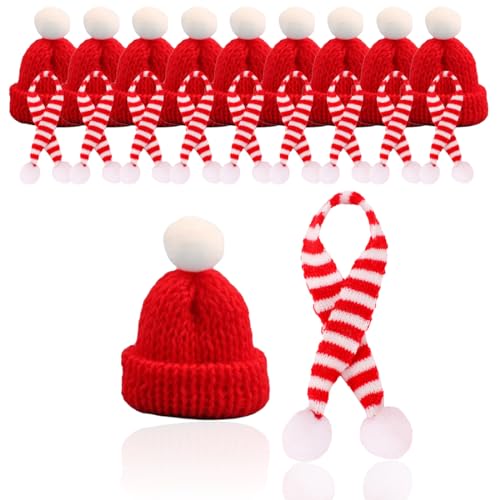 EODKSE 20er Pack Mini Weihnachtsmützen und Schals, Strickmützen-Set...
