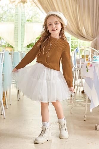 Image of Arshiner Girl's Sweaters Kids Twist Front Cute Pullover Knitted Jumper Fall Winter Clothes