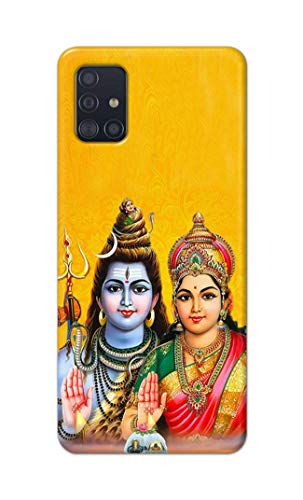 Image of PRINTFIDAA Lord Shiva Parvati Yellow Background Printed Designer Hard Back Case Cover for Samsung Galaxy M31S -(UO) MVN1008
