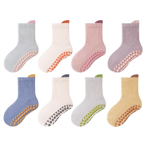 Toddler Socks, 3 Pairs Baby Ankle Socks High Elastic Toddler Grippy Sock Spring Cotton Sock with Soles for Baby3