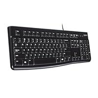 Logitech K120 Wired Keyboard for Windows, USB Plug-and-Play, Full-Size, Spill-Resistant, Curved Space Bar, Compatible with PC, Laptop, QWERTY UK English Layout - Black