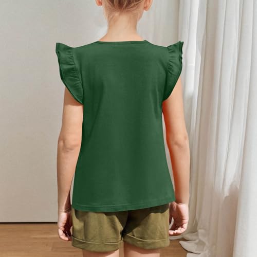 Girls Ruffle Sleeve T-Shirts Summer Tops Cotton Basic Tee Shirts Soild Color Casual Tshirts3