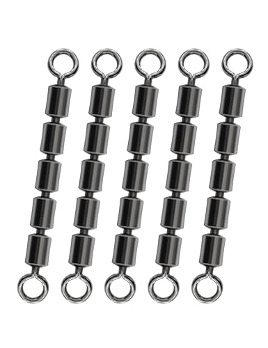 BLUEWING Fishing Barrel Swivels 126lbs High Speed Multi Link 5 Roller Chain Leader Lure Connectors Saltwater Freshwater Tackle, 10pcs